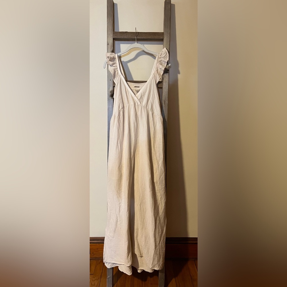 Magaschoni 100% organic cotton gauze cream Maxi Dress NWT size S